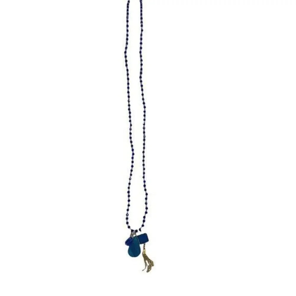 Spring Street Long Blue Beaded Necklace - Picture 5 of 14